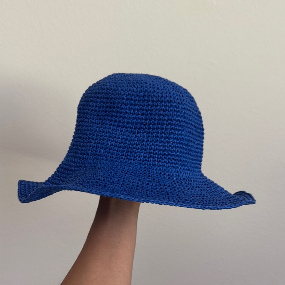 Stylish Blue Crochet Sun Hat